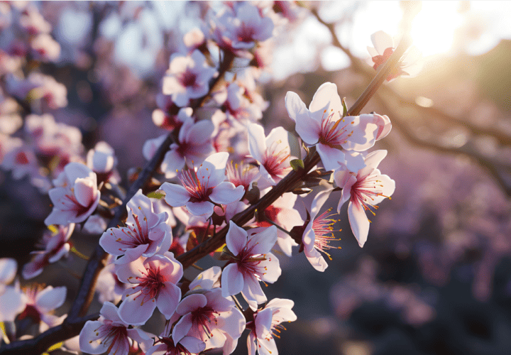 Sunrise through a cherry blossom tree